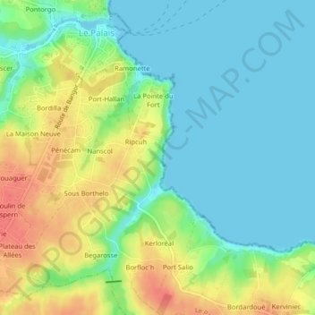 Mapa topográfico Stang Eun Datte, altitud, relieve