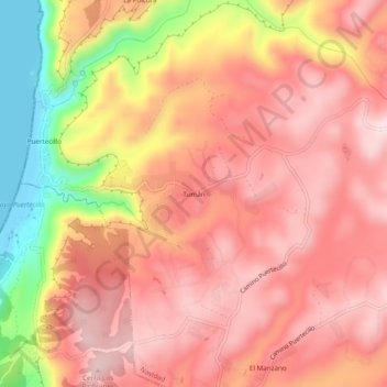 Mapa topográfico Tumán, altitud, relieve