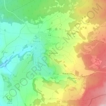 Mapa topográfico Montmeyre, altitud, relieve