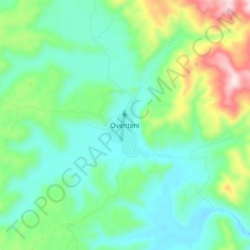 Mapa topográfico Oventeni, altitud, relieve