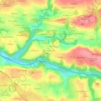 Mapa topográfico Parc Keristin, altitud, relieve
