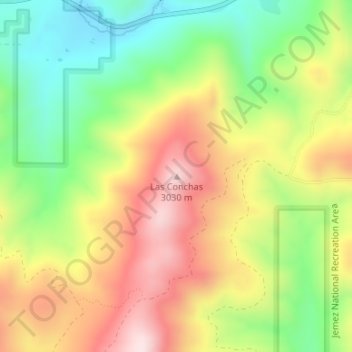 Mapa topográfico Las Conchas, altitud, relieve