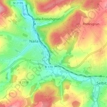 Mapa topográfico Linden, altitud, relieve