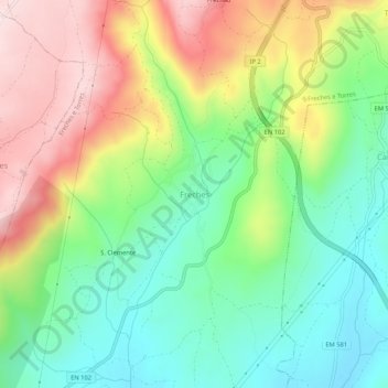 Mapa topográfico Freches, altitud, relieve