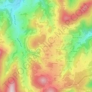 Mapa topográfico La Croix de Faîte, altitud, relieve