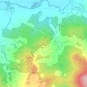 Mapa topográfico Gruberberg, altitud, relieve