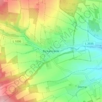 Mapa topográfico Bickenriede, altitud, relieve