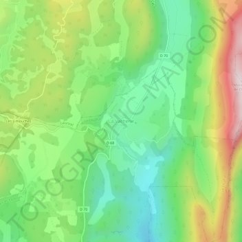 Mapa topográfico La Vacherie, altitud, relieve