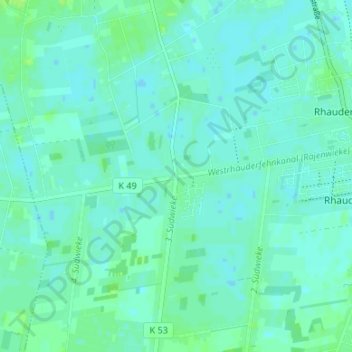 Mapa topográfico Rajen, altitud, relieve