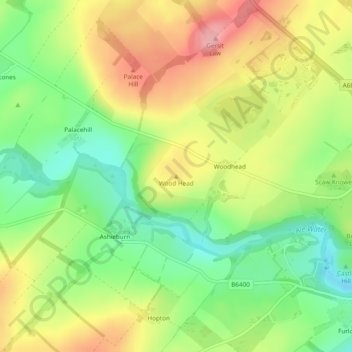 Mapa topográfico Wood Head, altitud, relieve