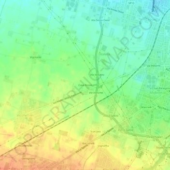 Mapa topográfico Case Rosse, altitud, relieve