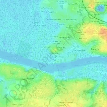 Mapa topográfico Pierre Thamis, altitud, relieve