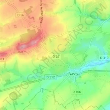 Mapa topográfico La Croix Verte, altitud, relieve