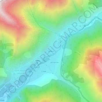 Mapa topográfico Le Roux, altitud, relieve