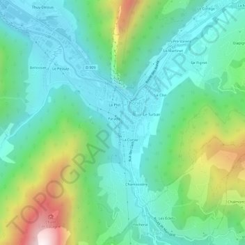 Mapa topográfico Les Besseaux, altitud, relieve