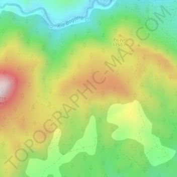 Mapa topográfico Monte Picayo, altitud, relieve