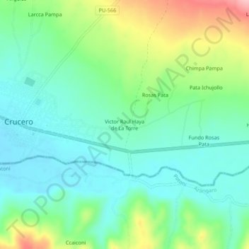 Mapa topográfico Victor Raul Haya de La Torre, altitud, relieve