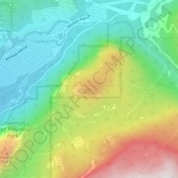 Mapa topográfico Slhanay, altitud, relieve