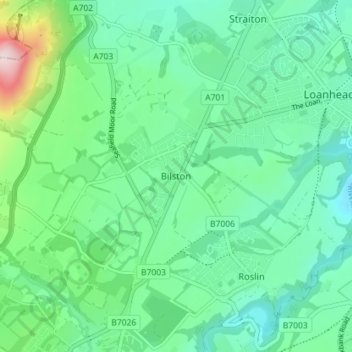 Mapa topográfico Bilston, altitud, relieve