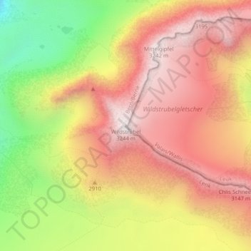 Mapa topográfico Wildstrubel, altitud, relieve