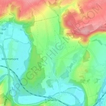 Mapa topográfico Jodion, altitud, relieve