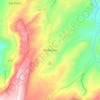 Mapa topográfico Barbacoas, altitud, relieve