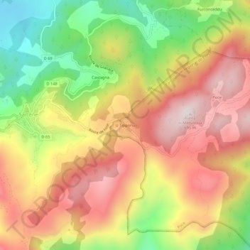 Mapa topográfico U Tipponu, altitud, relieve