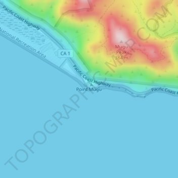 Mapa topográfico Point Mugu, altitud, relieve