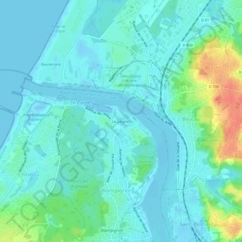 Mapa topográfico Le Lazaret, altitud, relieve