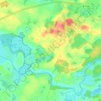 Mapa topográfico Golchen, altitud, relieve
