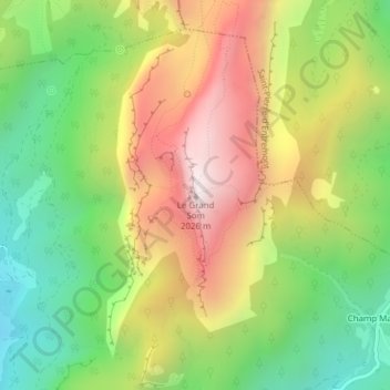 Mapa topográfico Le Grand Som, altitud, relieve