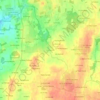 Mapa topográfico La Chevrais, altitud, relieve