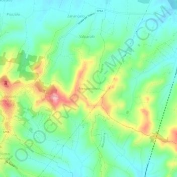 Mapa topográfico Frescondino, altitud, relieve
