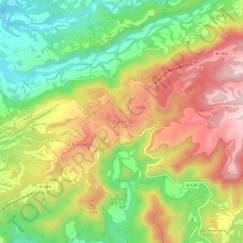 Mapa topográfico Calders, altitud, relieve