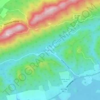 Mapa topográfico Rock Haven, altitud, relieve