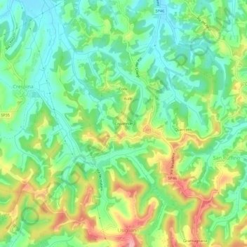 Mapa topográfico Capannile, altitud, relieve