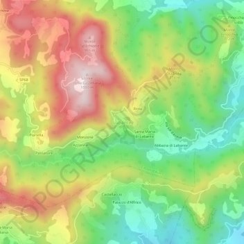 Mapa topográfico Labante, altitud, relieve