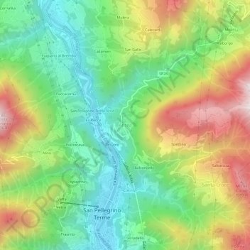 Mapa topográfico Antea, altitud, relieve