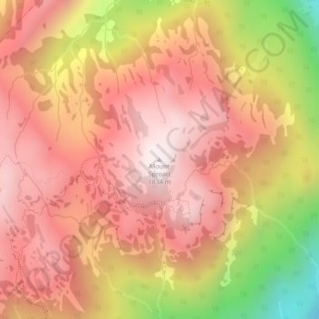 Mapa topográfico Mount Sproatt, altitud, relieve