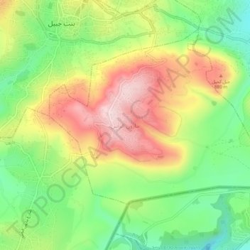 Mapa topográfico Maroun Al Ras, altitud, relieve