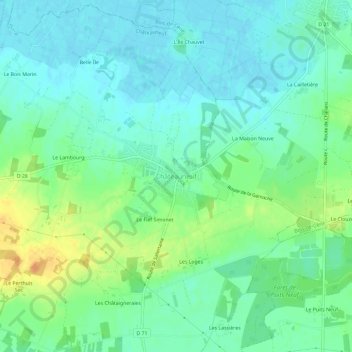 Mapa topográfico Châteauneuf, altitud, relieve