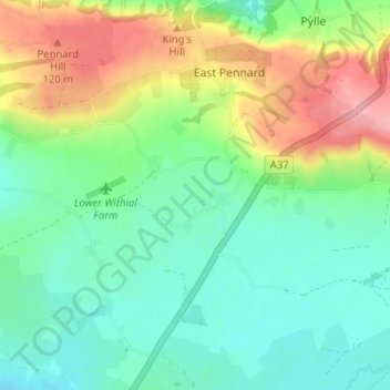 Mapa topográfico Huxham Green, altitud, relieve