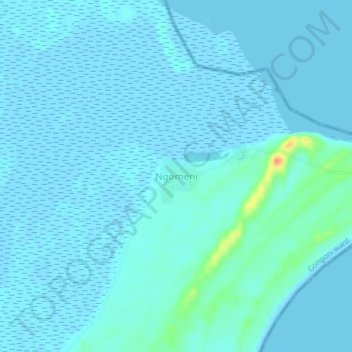 Mapa topográfico Ngomeni, altitud, relieve
