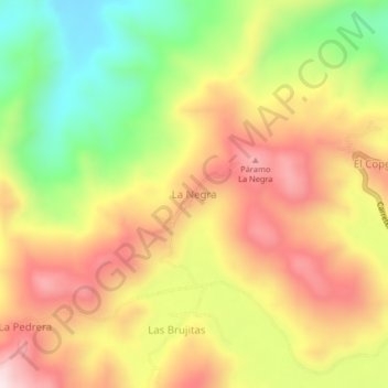 Mapa topográfico La Negra, altitud, relieve