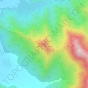 Mapa topográfico Cerro Pangalillo, altitud, relieve