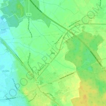 Mapa topográfico Rafié, altitud, relieve