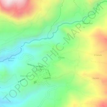 Mapa topográfico Ingapirca, altitud, relieve