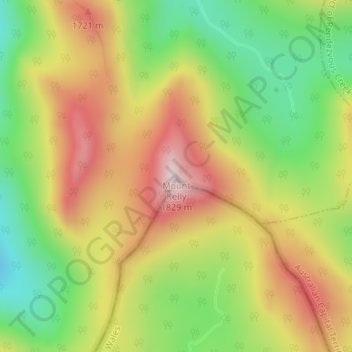 Mapa topográfico Mount Kelly, altitud, relieve