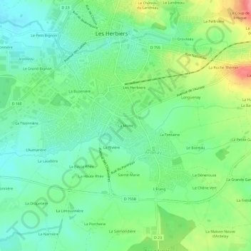 Mapa topográfico La Motte, altitud, relieve