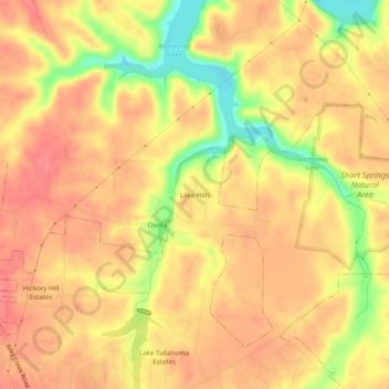 Mapa topográfico Lake Hills, altitud, relieve